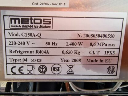 Jääkuubikumasin Metos C150A-Q koos jääbunkriga Metos BIN200 - Image 4