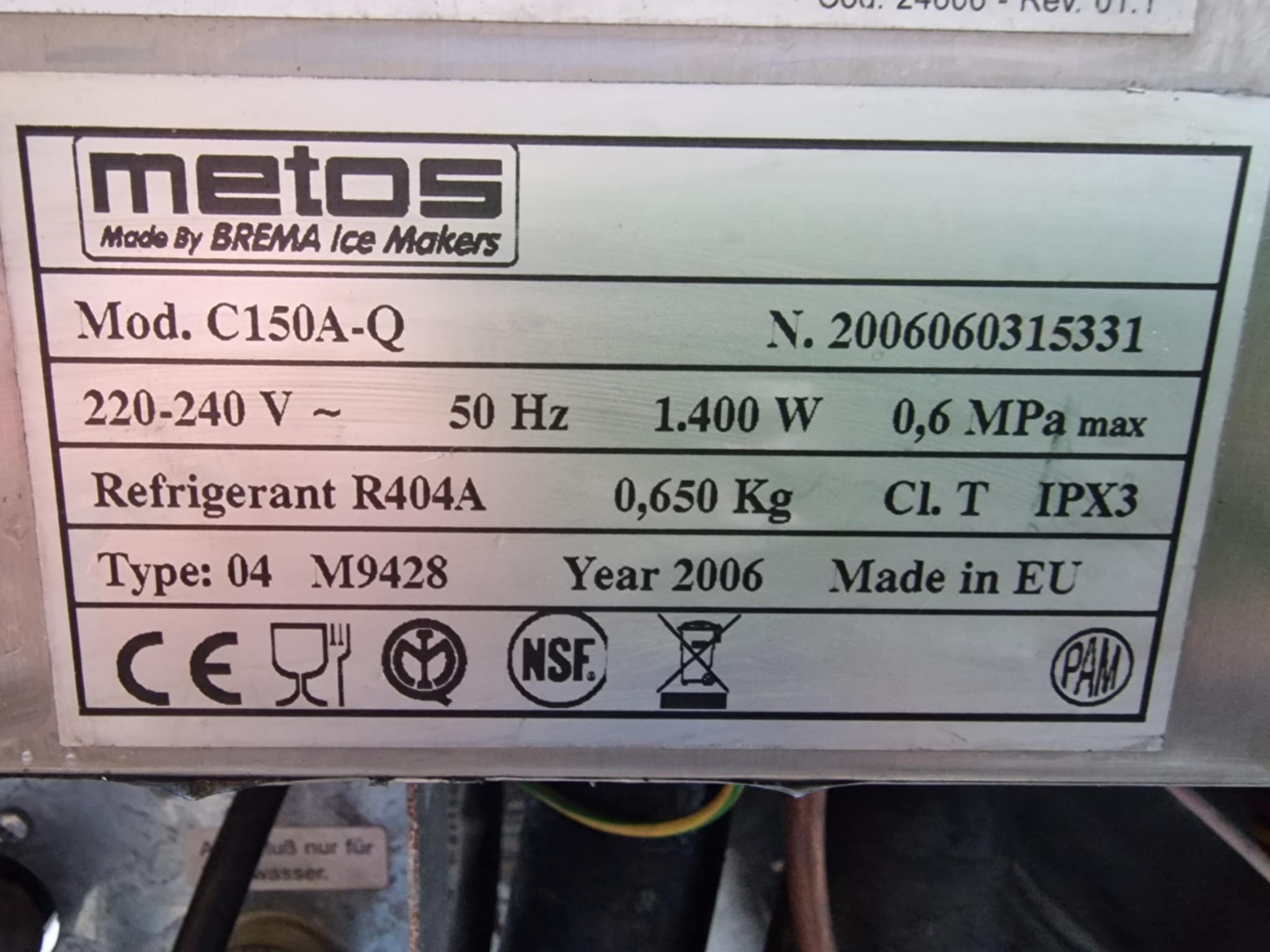 Jääkuubikumasin BREMA Metos C150A-Q + jääbunker Metos BIN T-180 - Image 2