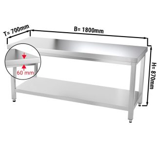 RST Roostevaba laud koos alusriiuliga 1800×700×900