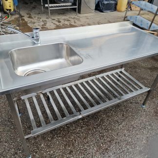 RST Roostevaba laud koos alusriiuli ja suure valamuga 1600×650×900