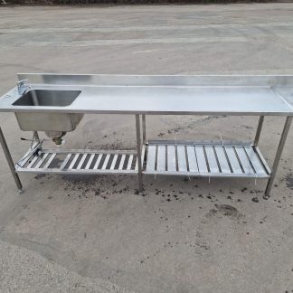 RST Roostevaba laud koos alusriiuli ja suure valamu ja konserviavajaga 2960/2460×620×900