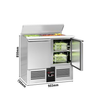 Külmlaud/Salatilett- 903 mm - 240 l - 2 ust - avatud pealt 2 x GN 1/1 ja 3 x GN 1/6 jaoks ja roostevabast terasest hingedega kaas