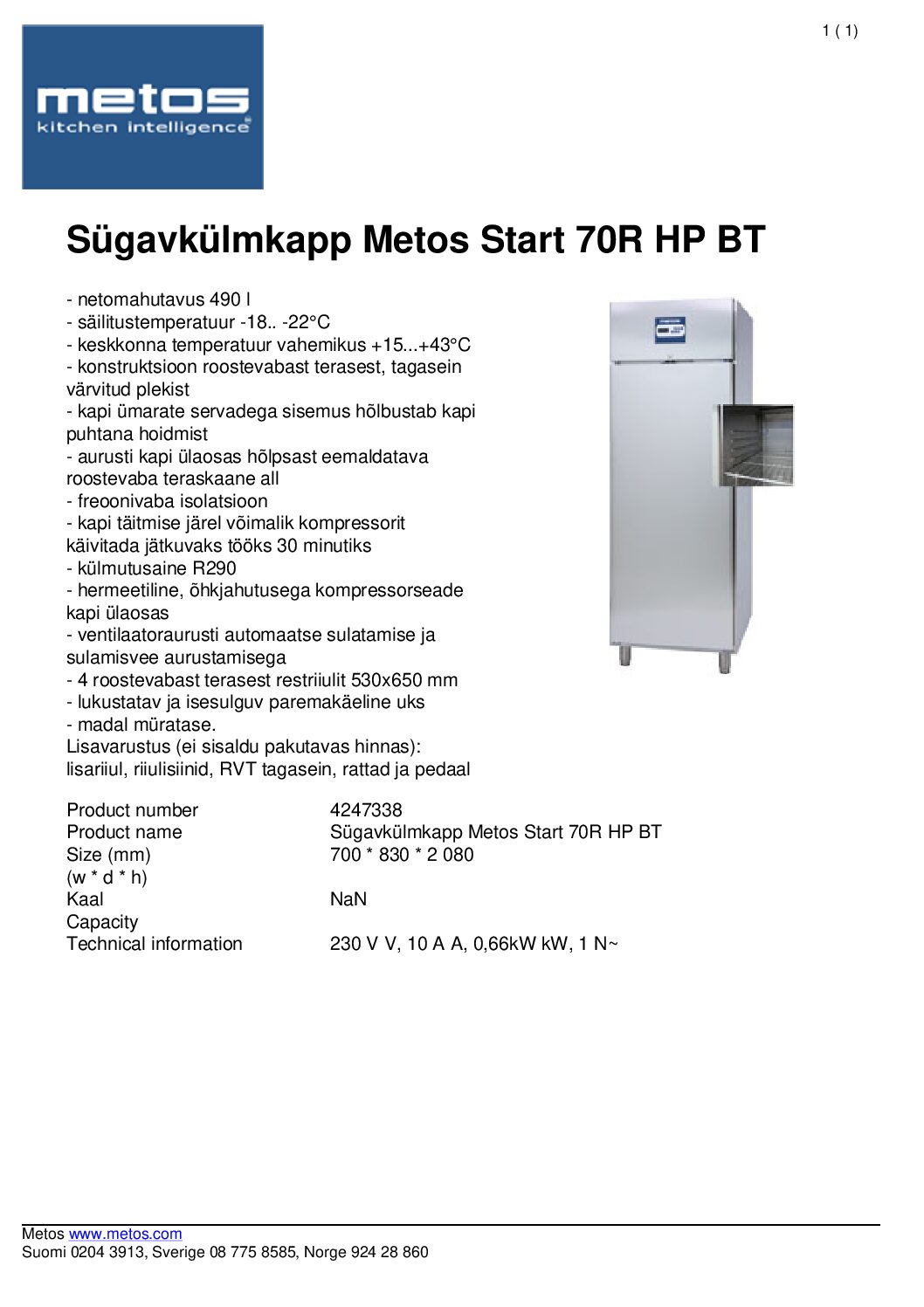 RST Roostevaba sügavkülmkapp Metos Start MG 70L BT 2023a. - Image 2