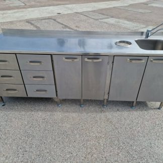 RST Roostevaba laud koos kapi,sahtlite,valamu ja prügiavaga 2400×650×900