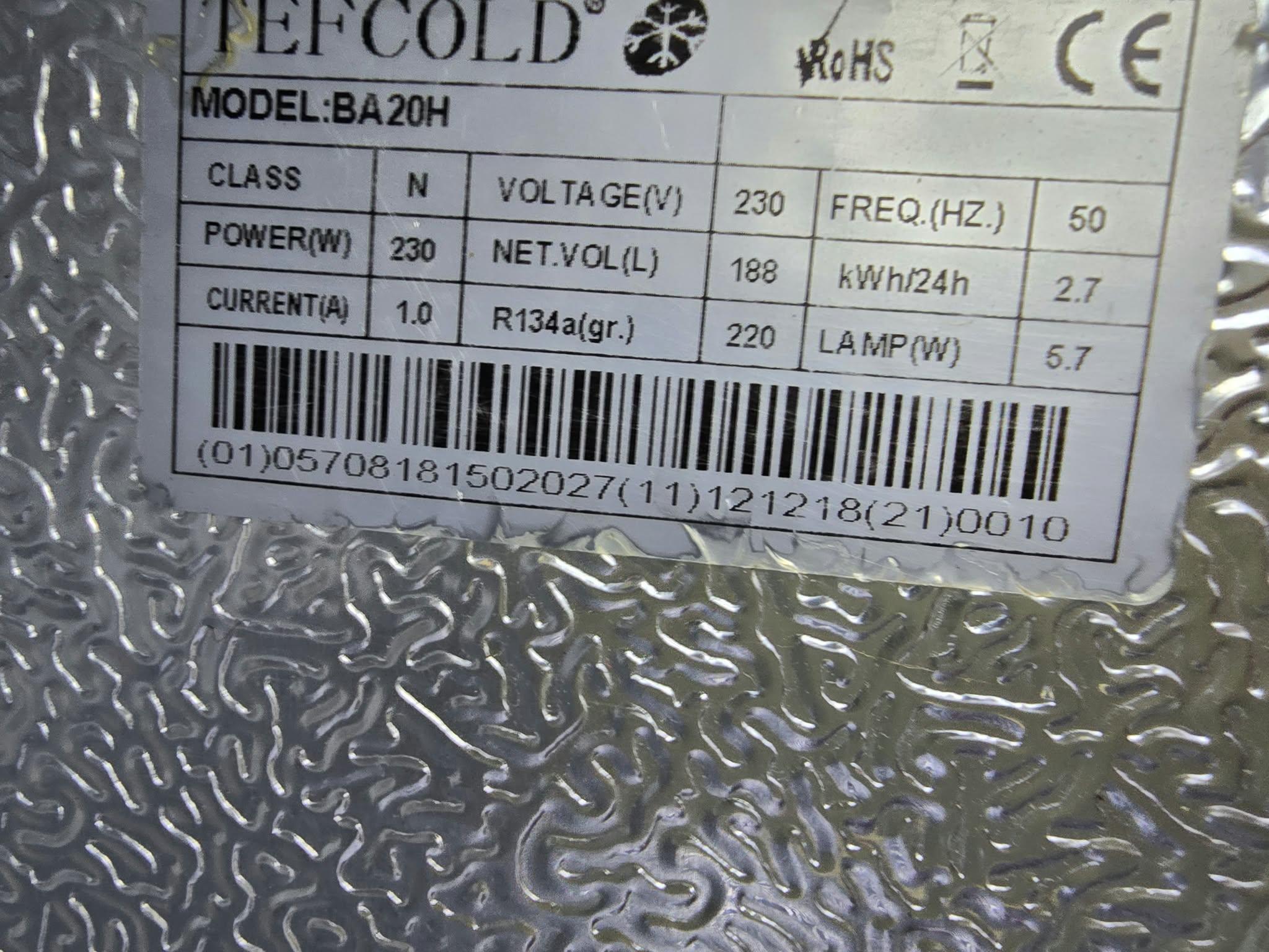 Letialune baarikülmkapp Tefcold BA 20H - Pilt 4