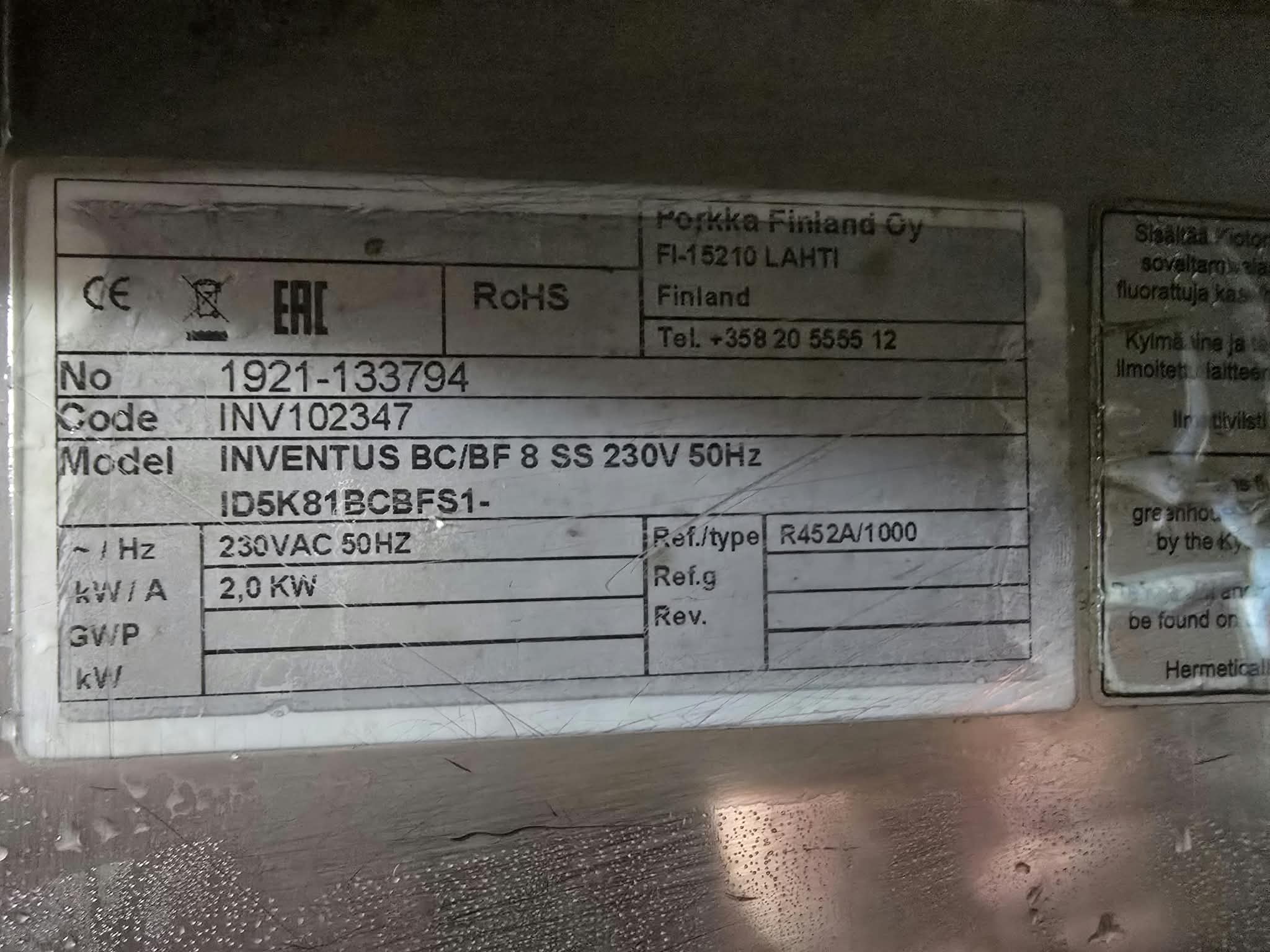 Kiirjahutus- ja sügavkülmutuskapp Porkka INVENTUS BC/BF 8 SS 230V - Pilt 5